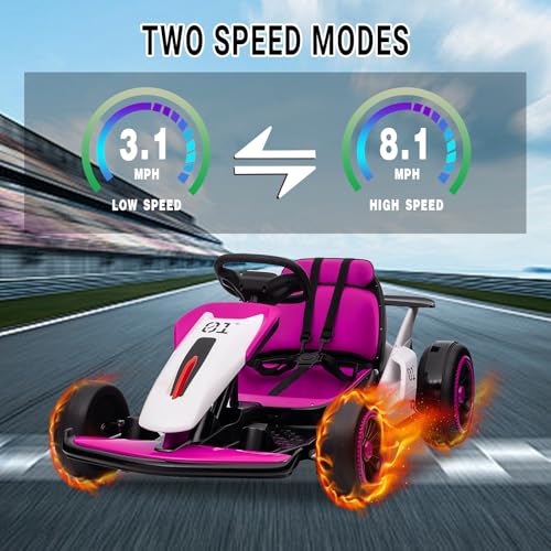 Kids Go Kart, 24V Electric Drift Car, 2-Speed Ride On Toy for Boys Girls 6+ V958