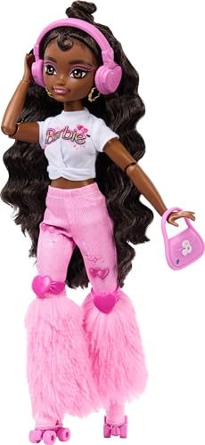 Renee Posable Roller Skating Fashion Doll with Black Hair and Accessories E10644