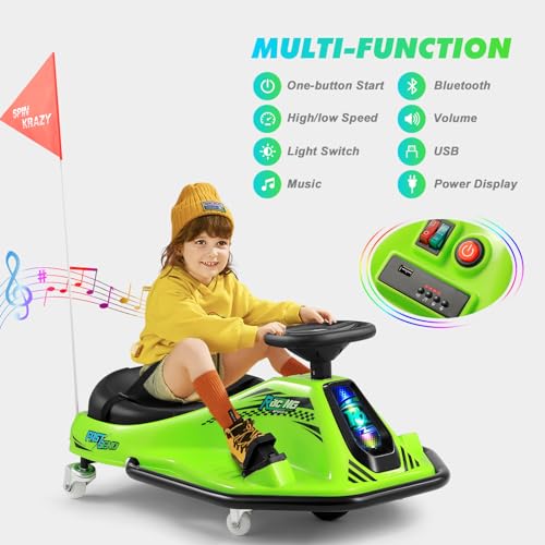 24V Electric Drifting Go Kart for Kids with Rotating Wheels, Pink D311017