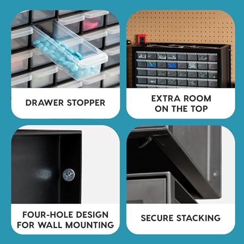 Screw Tool Organizer Small Parts Cabinet Chest, 44-Drawer Hardware Storage, Black S931