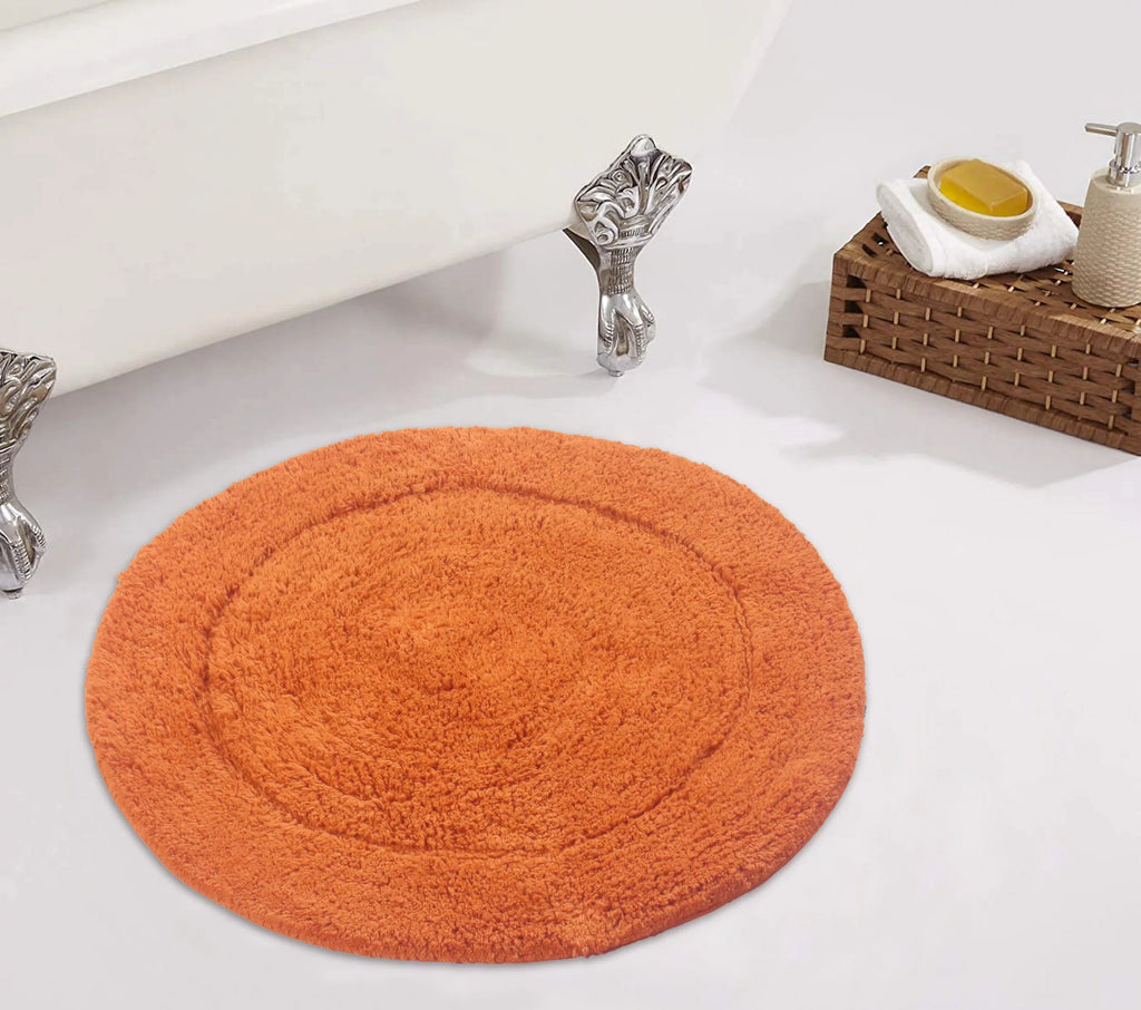 Home Weavers Waterford Collection 100% Cotton Tufted Bath Rug, Extra Soft and Absorbent Bath Rugs, Non-Slip Plush Bath Carpet, Machine Wash, bath rug for Bathroom, 22" Round, Terracotta Rug