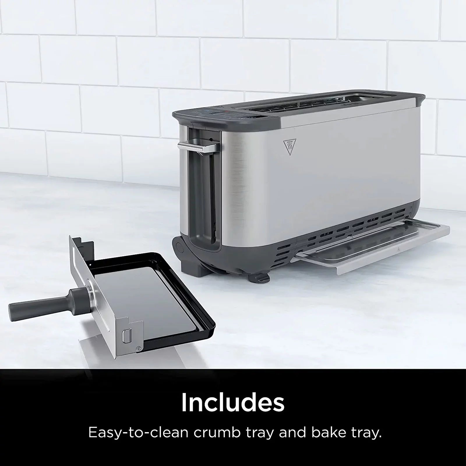 2-in-1 Flip Toaster Oven, Compact 2-Slice, Stainless Steel Y5883