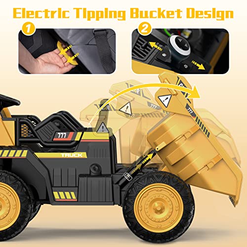 Ride on Dump Truck with Remote Control, Electric Dump Bed and Music Player R901810