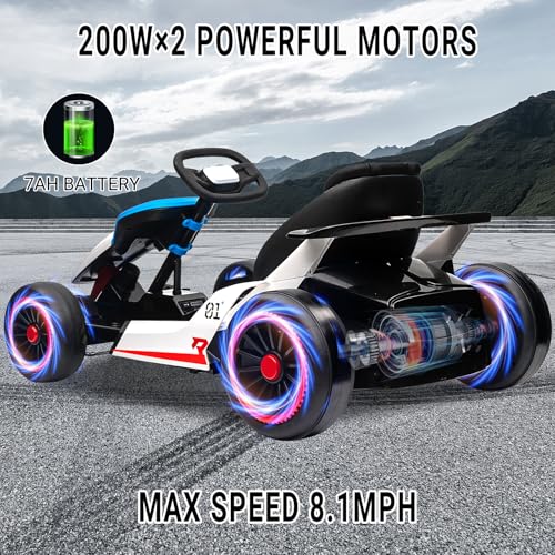 Kids Go Kart, 24V Electric Drift Car, 2-Speed Ride On Toy for Boys Girls 6+ V958
