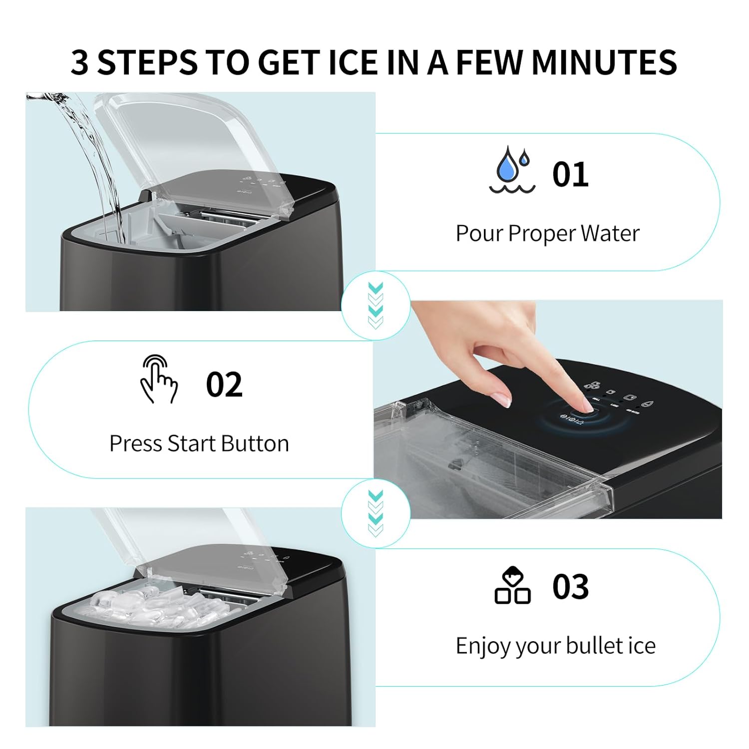 Countertop Ice Maker with Auto-Cleaning, Portable with Basket and Scoop P13620