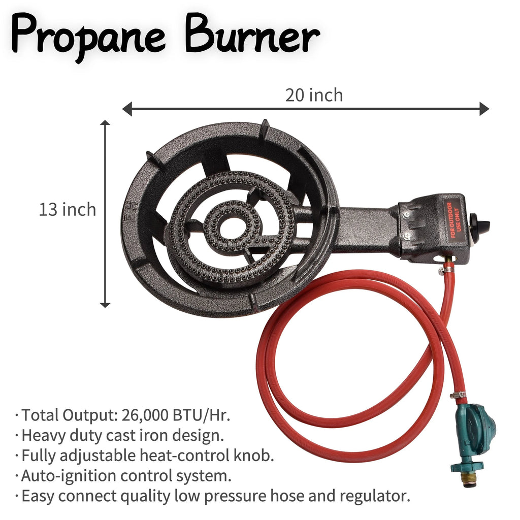 Heavy Duty Stainless Steel Concave Comal Set with Cast Iron Propane Burner Stove Y286300