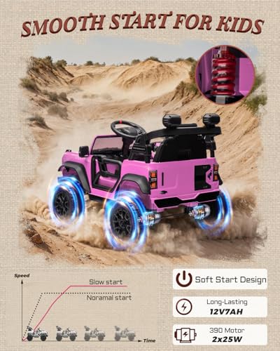 24V Ride on Car for Big Kids, 2 Seater with Remote Control, 4-Wheeler Suspension, 3 Speeds, LED Lights D981