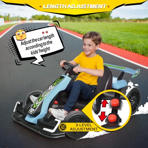 24V Kids Go Kart 300W Electric Drift Kart Outdoor Race Toy with 2X150W Motor, 7AH Battery K12878