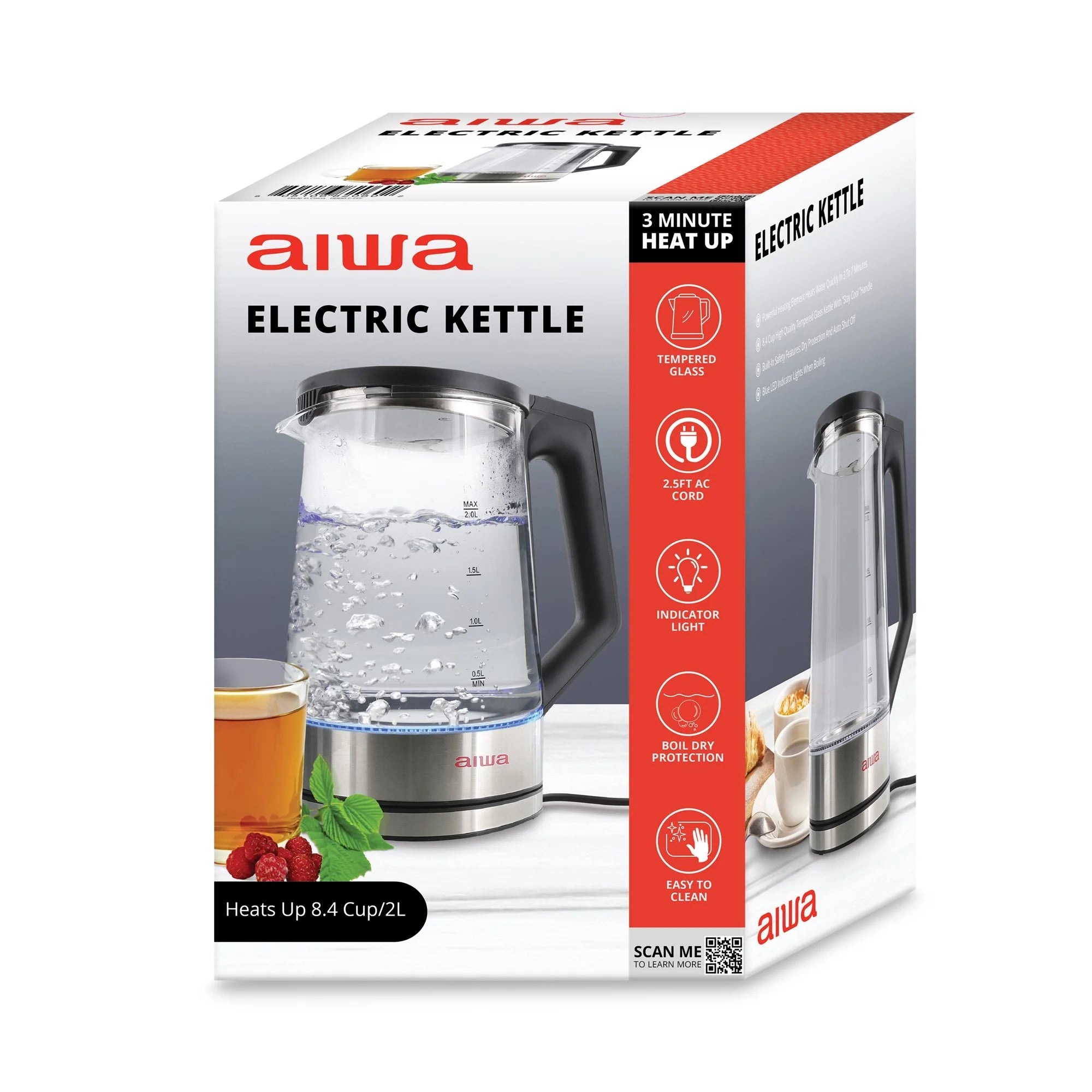 Electric Black Tea Kettle 8.4 Cups with Blue Indicator Lights M9229