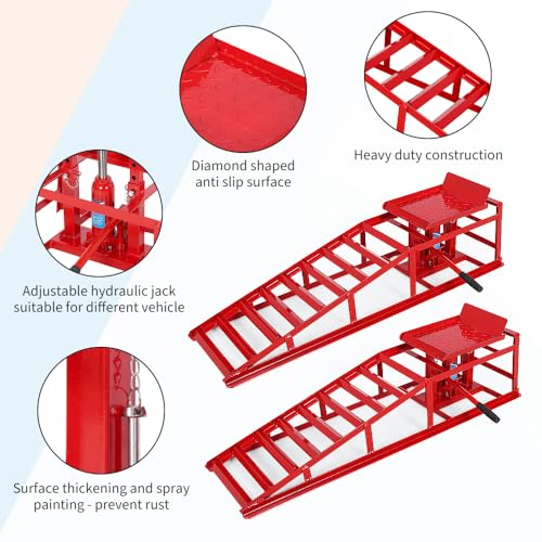 Hydraulic Car and Truck Service Ramps, 5 Ton Capacity, Adjustable Height M5181