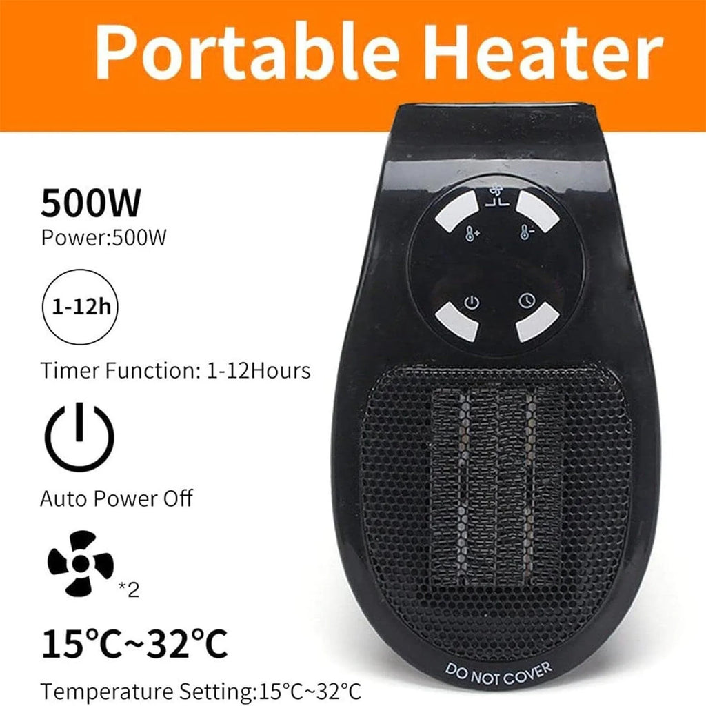 500W indoor portable heater with adjustable thermostat timer Q84298