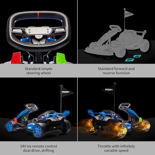 Electric Drift Kart for Kids, Ride-On Car with Adjustable Seat A721