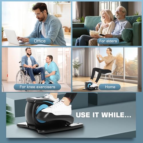 Under Desk Elliptical, Electric Leg Exerciser for Seniors, Portable Seated Foot Pedal with Remote X102