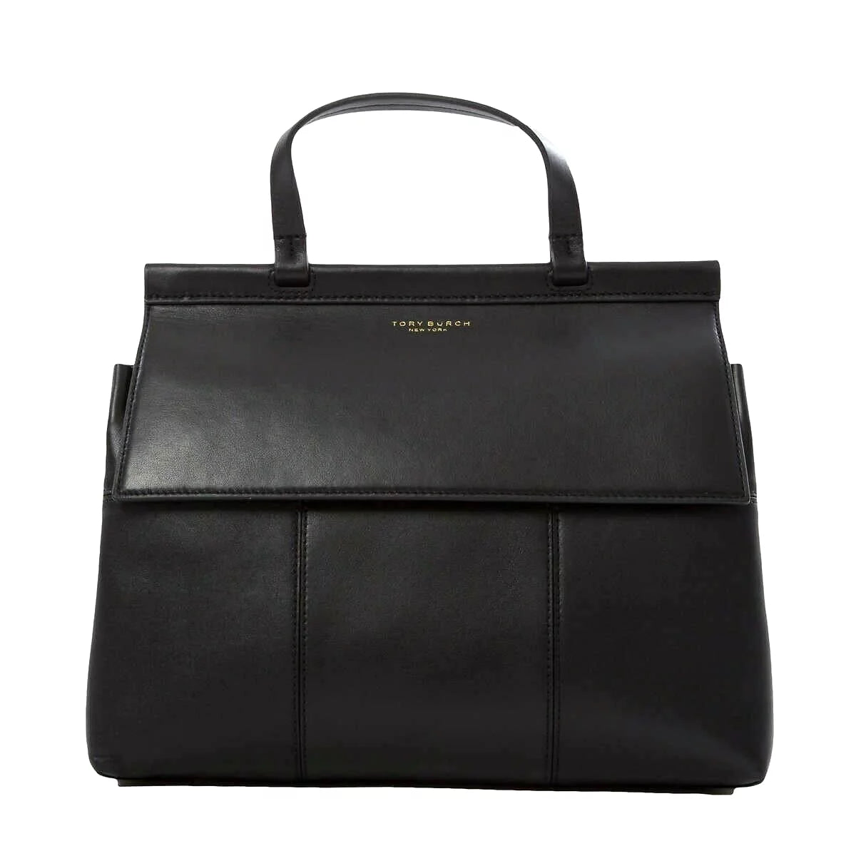 Tory Burch 66285 Black Leather With Gold Hardware Women's T Satchel Bag