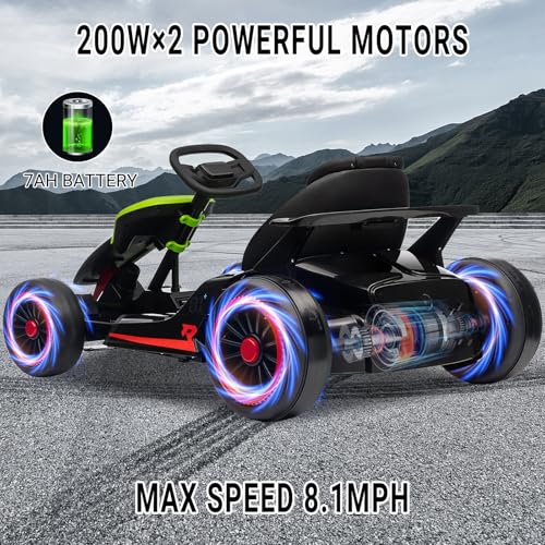 Kids Go Kart, 24V Electric Drift Car, 2-Speed Ride On Toy for Boys Girls 6+ V958