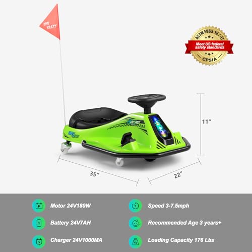 24V Electric Drifting Go Kart for Kids with Rotating Wheels, Pink D311017