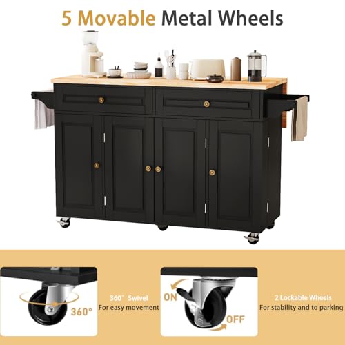 Movable Kitchen Island with Drop Leaf and Power Outlet Y932