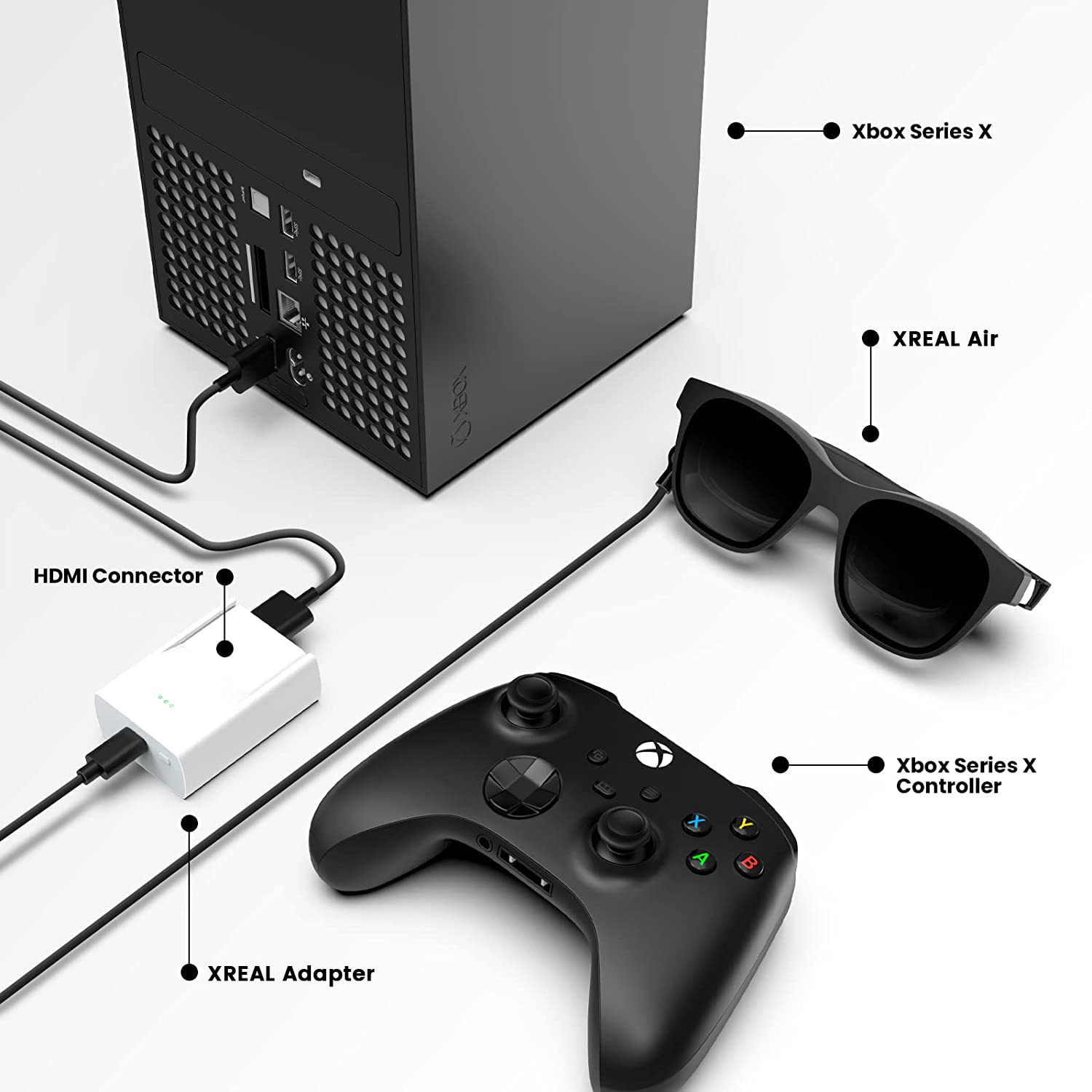 AR Glasses and Adapter Bundle with Electrochromic Dimming, 120Hz 130" Display B4545