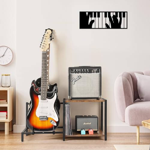 Guitar Rack, 3-Piece Floor Stand with Amp Support, Adjustable Holder for Multiple Instruments H140