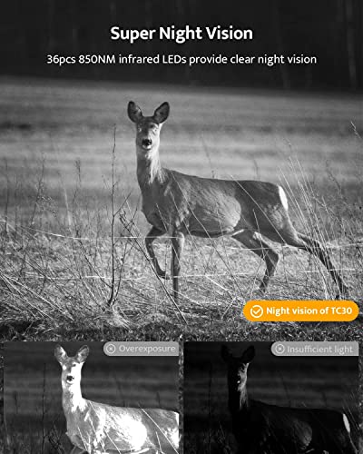 4K 36MP Trail Camera with Night Vision, Motion Activated, Waterproof IP66 F21960