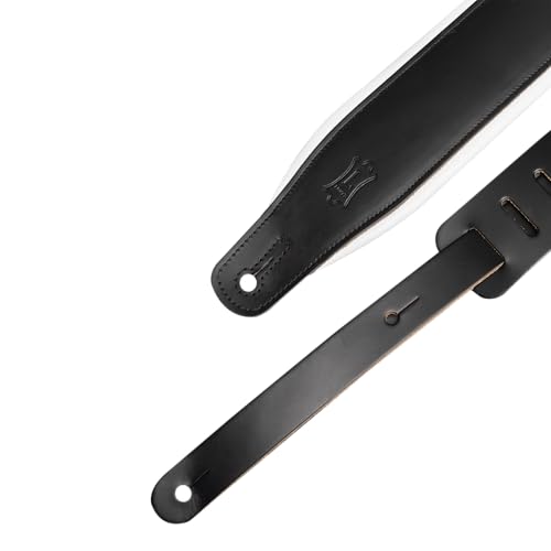 3" Wide Leather Guitar Strap with Foam Padding, Black O895