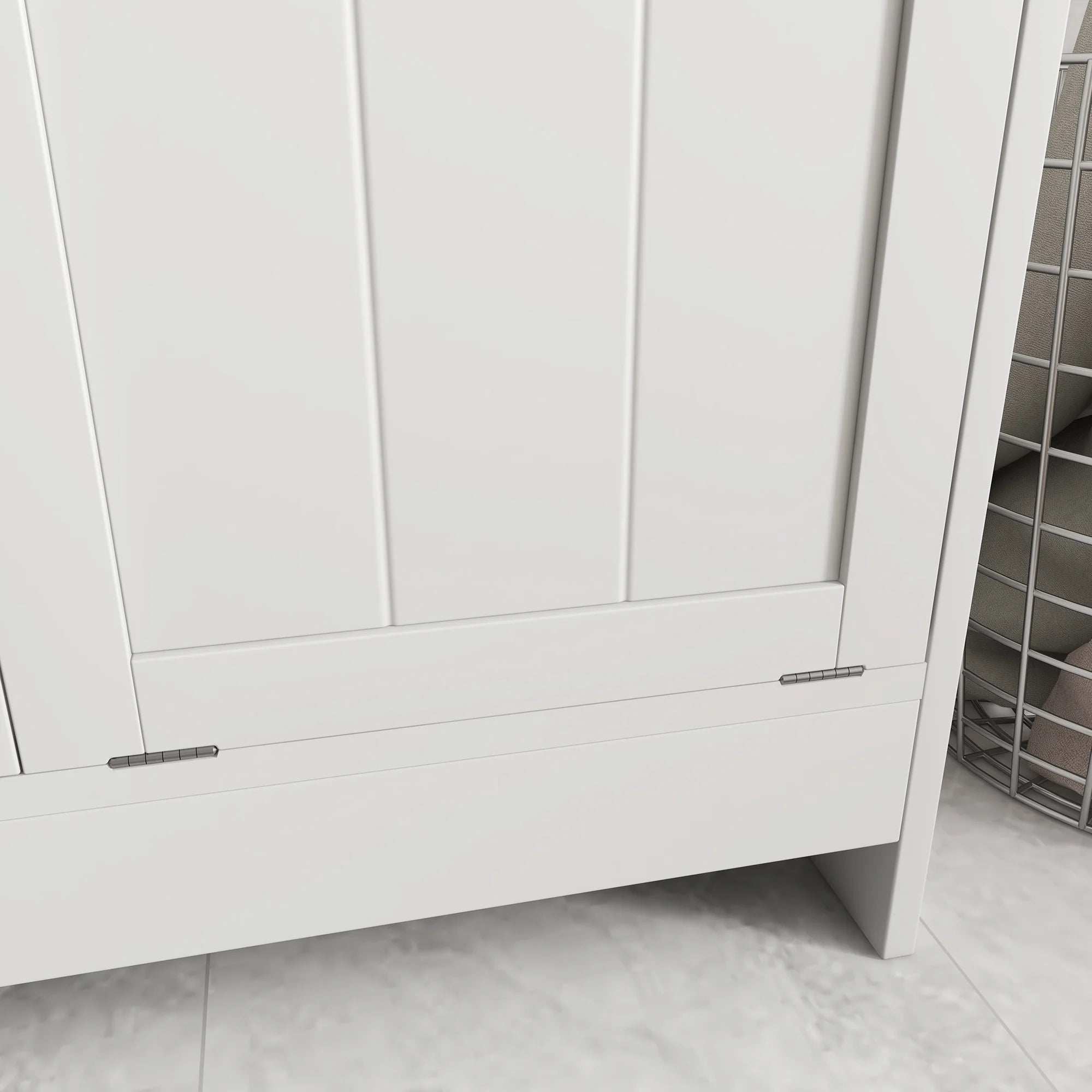 Tilt-out Laundry Storage Cabinet with 2 Hamper Compartments, White K381701