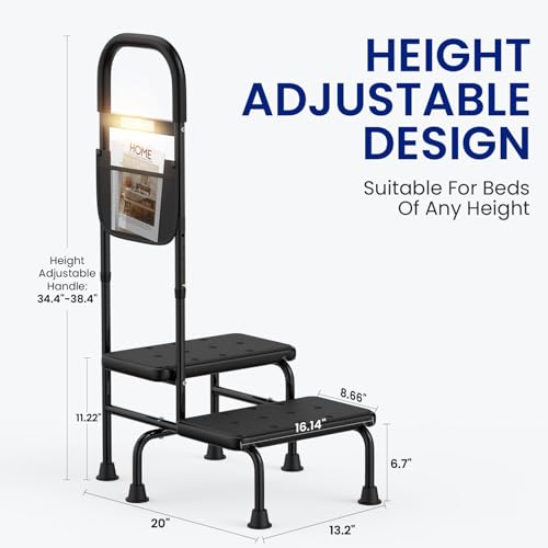 Step Stool with Handle for High Beds, Non-Skid, for Seniors J6343
