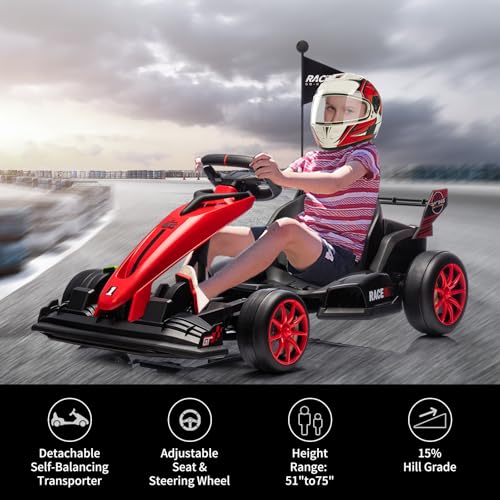 Electric Drift Kart for Kids, Ride-On Car with Adjustable Seat A721