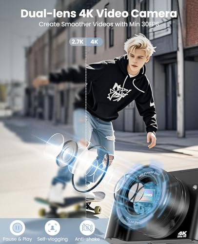 4K 64MP Dual-Lens Vlogging Camera with Autofocus and Anti-Shake Z4760