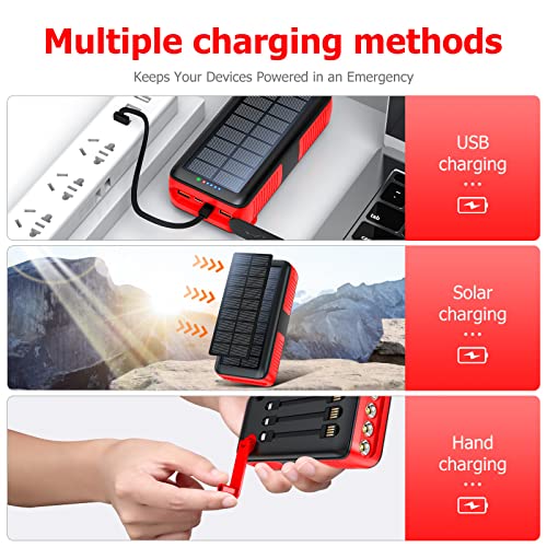 Solar Charger Power Bank 63200mAh Portable Dual Outputs Flashlight K2447