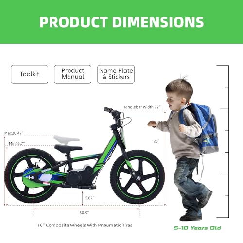 Electric Dirt Bike for Kids Aged 3-6, 170W Motor, 24V Battery, 12IN Tires J8048