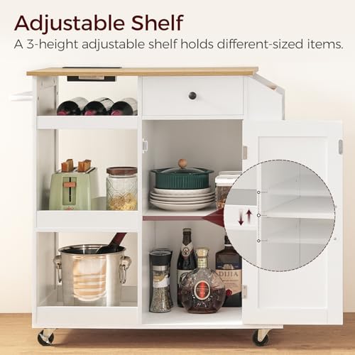 Kitchen Island with Power Outlet and Drawer, Rolling Cart on Wheels R667501