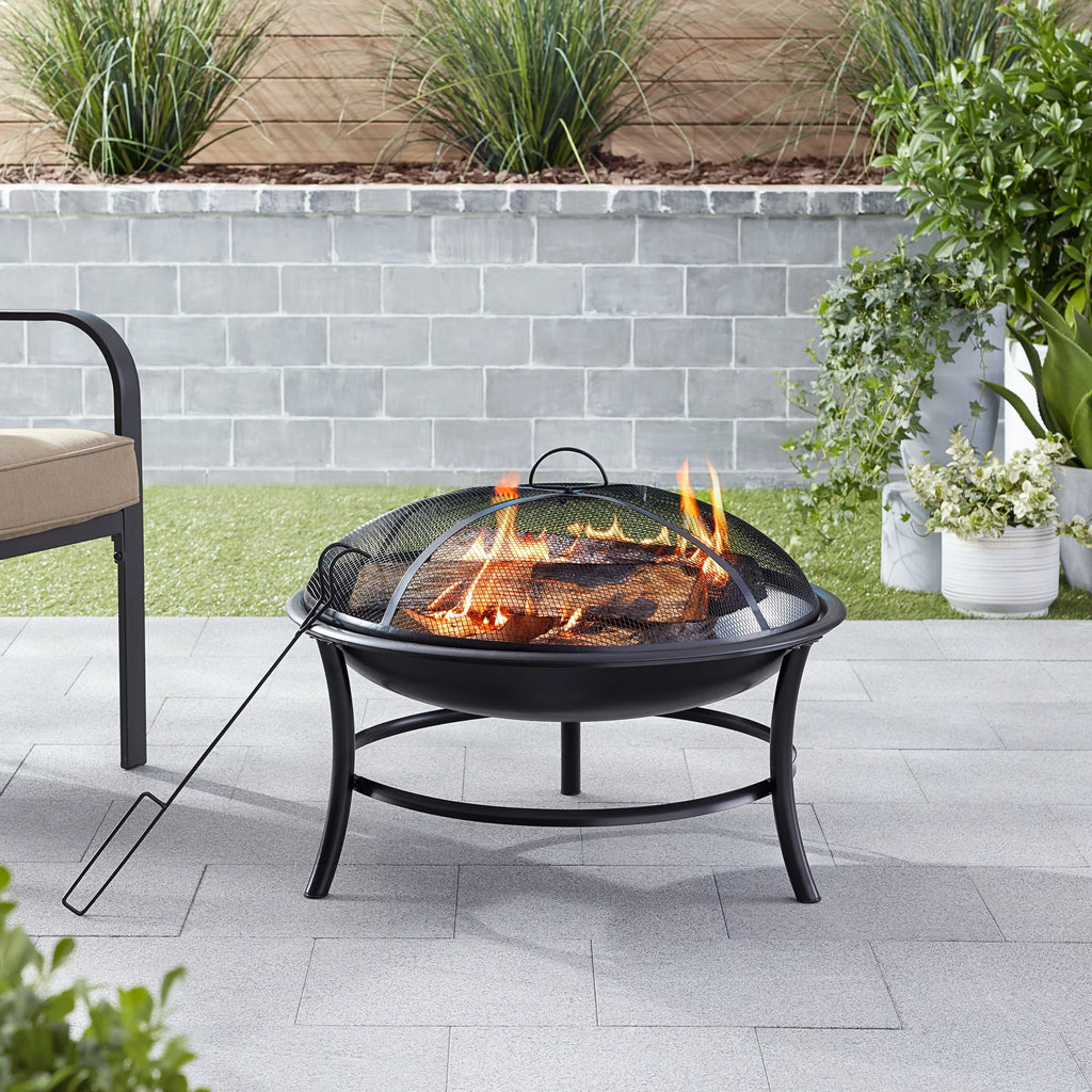 26" Round Iron Outdoor Wood Burning Fire Pit K206701