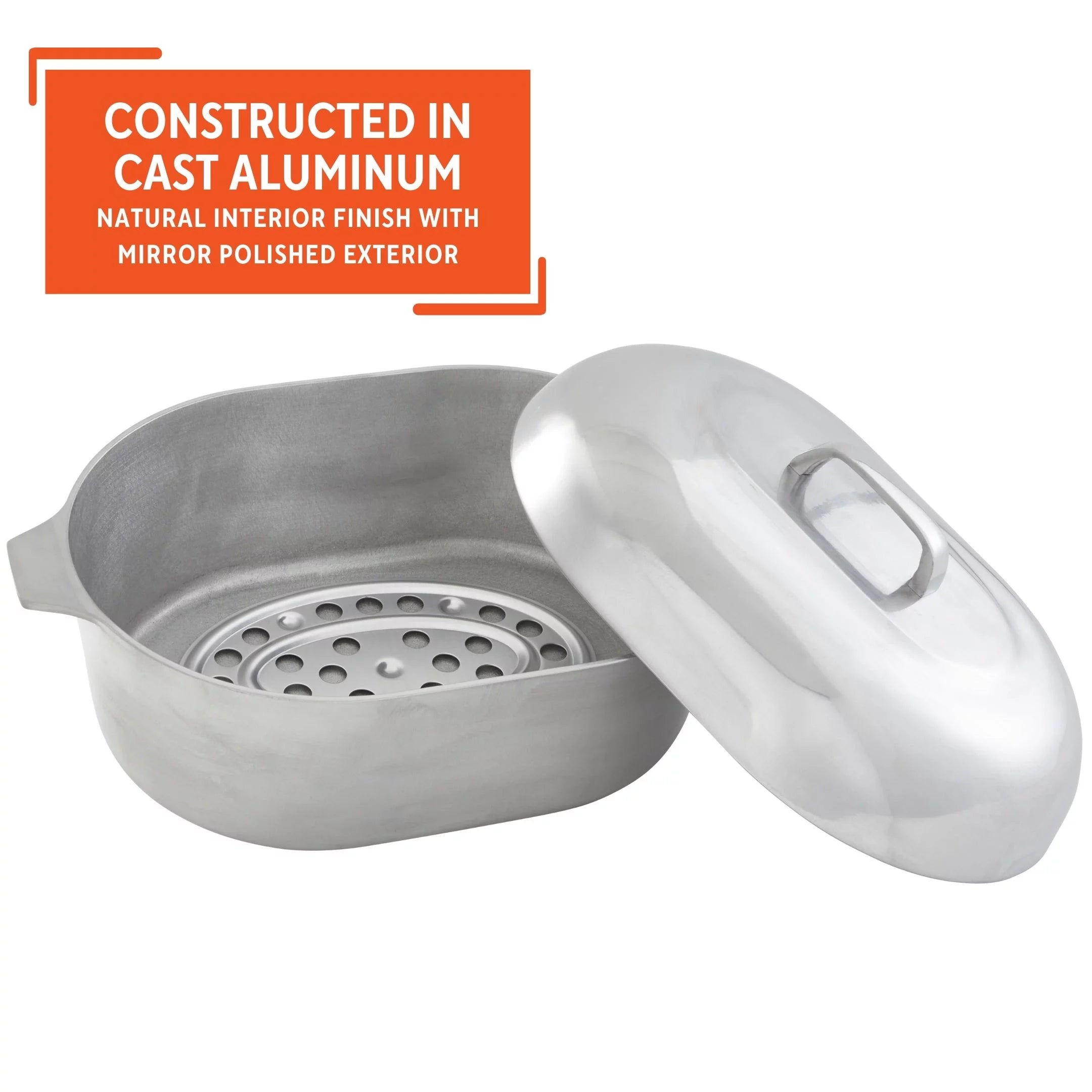 Cast Aluminum Oval Roaster Pan with Lid and Roasting Tray Y649767