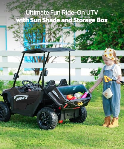 24V Ride on Car 2 Seater with Sun Shade, Dump Bed, 4WD, Pink S782676