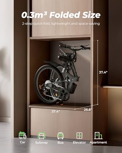 Folding Electric Bike for Adults 500W with Full Suspension, 7-Speed, 26" I199748