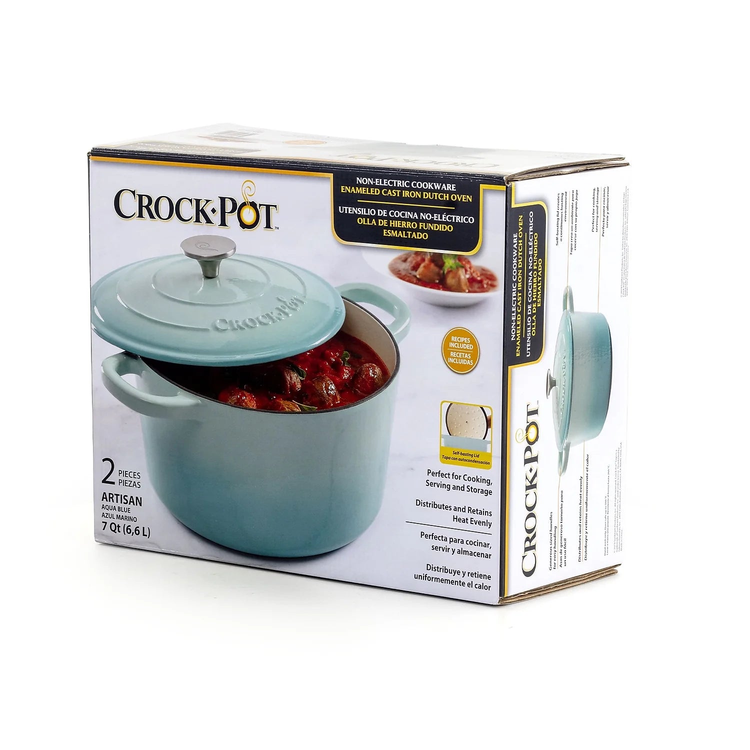 Enameled Cast Iron Dutch Oven, 7 Quarts, Aqua Blue P905