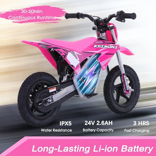 Electric Dirt Bike for Kids Aged 4-8, 350W Brushless Motor, 14'' Off-Road Tires, Blue Y255