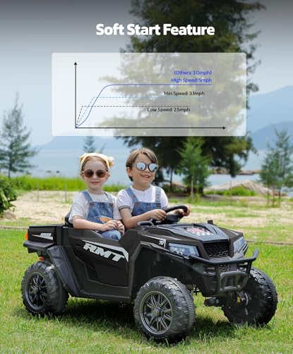 24V Ride on Car 2 Seater with Sun Shade, Dump Bed, 4WD, Pink S782676