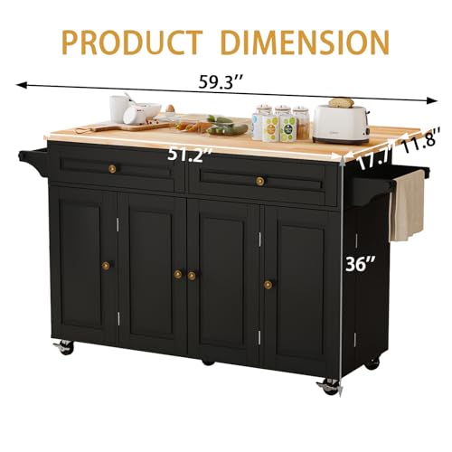 Movable Kitchen Island with Drop Leaf and Power Outlet Y932