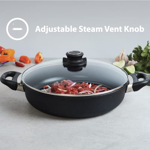 Nonstick Diamond Coated Aluminum Braiser with Lid, Oven Safe, Grey G61172
