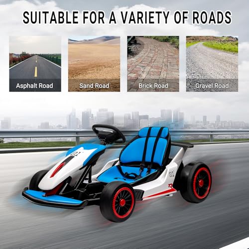 Kids Go Kart, 24V Electric Drift Car, 2-Speed Ride On Toy for Boys Girls 6+ V958