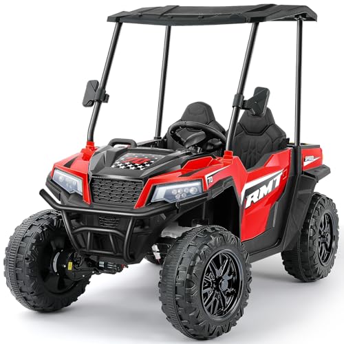 24V Ride on Car 2 Seater with Sun Shade, Dump Bed, 4WD, Pink S782676