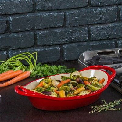 Enameled Cast Iron Oval Casserole, 2 Quart W865