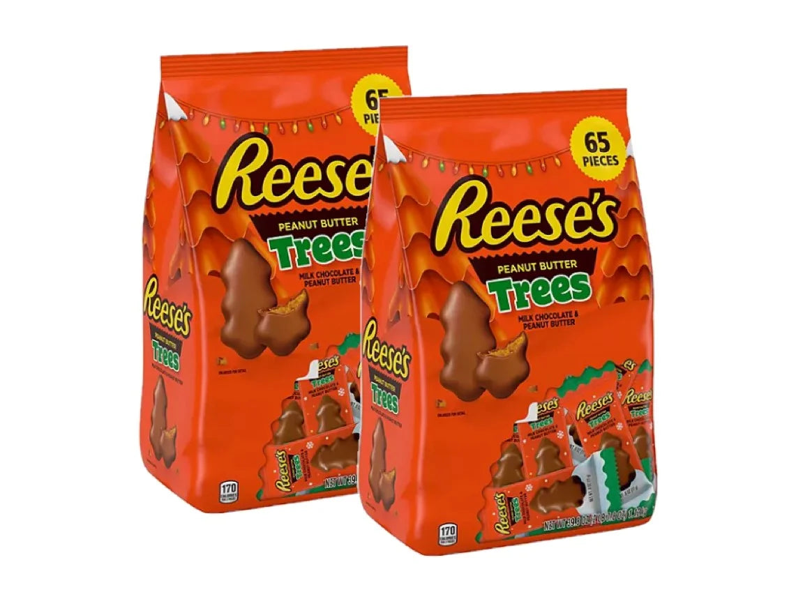 2 Pack | Reese's Milk Chocolate Peanut Butter Trees Candy, Christmas, Bulk Bag (39.8 oz., 65 pc.)
