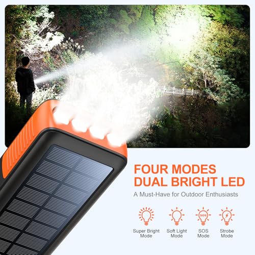 Solar Charger Power Bank 63200mAh Portable Dual Outputs Flashlight K2447