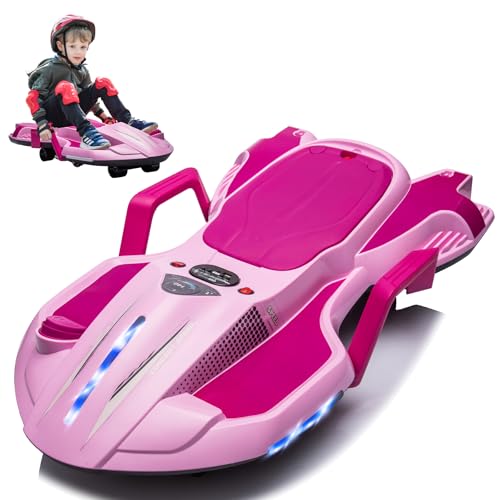 24V Electric Ride On Toy for Kids, Drift Cart with Side Handlebars, LED Lights & Music J79370
