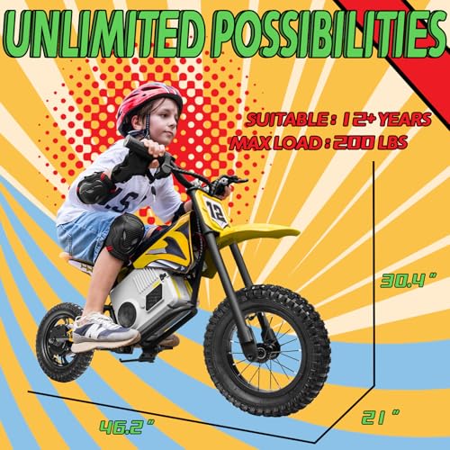 Electric Dirt Bike for Kids 8-14, 36V 350W, Off-Road Motorcycle I642