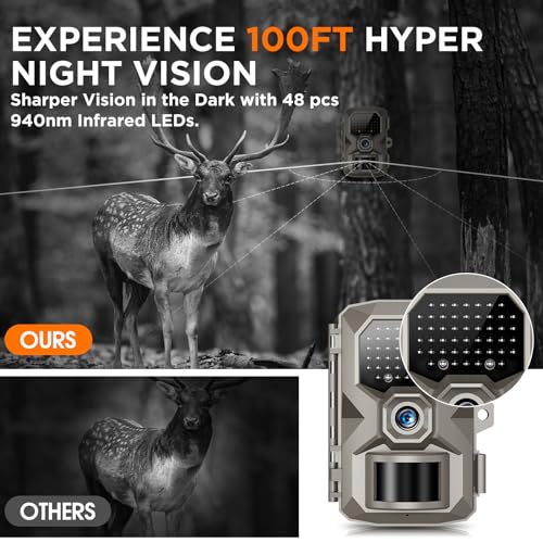 4K 48MP Trail Camera with Night Vision and Motion Activation V2000