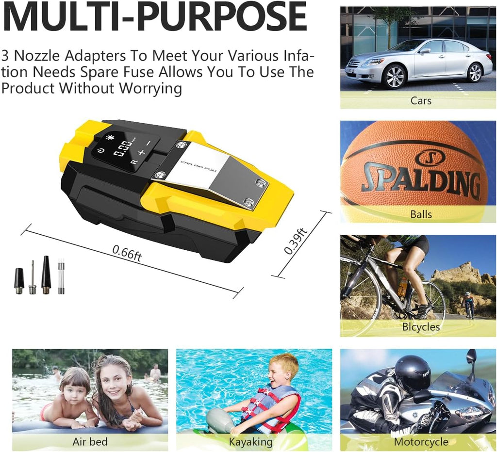 Tire Inflator Portable Air Compressor 150 PSI, 12V Electric Air Pump with Digital Gauge G6290